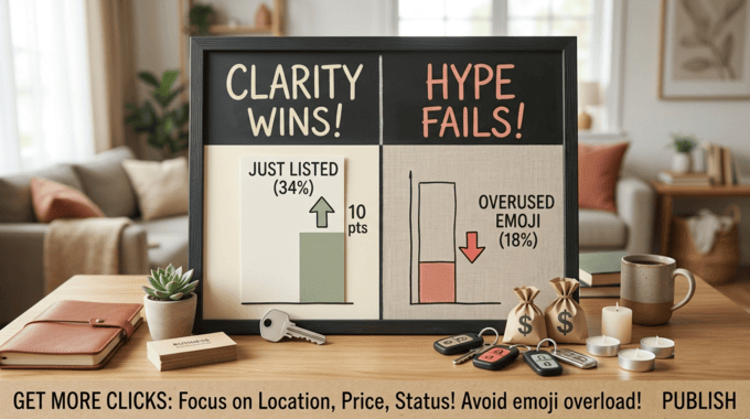 Open rate vs. click-through rate by subject line variable for real estate listing emails / Chart